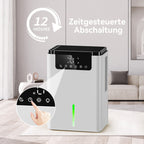 Marvics Luftentfeuchter D2 with digital display and control panel in a living room setting