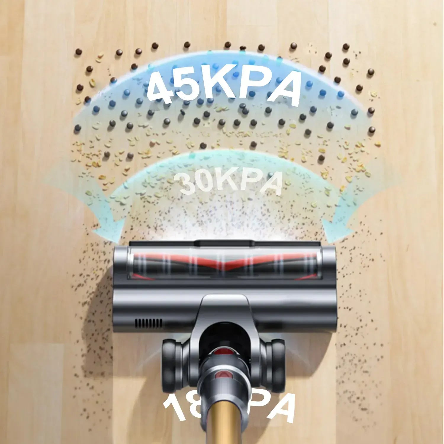 Airvax Staubsauger mit Luftdruckanzeige auf Holzboden