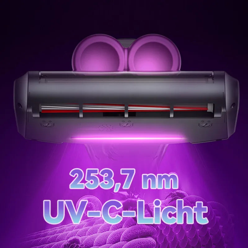 UV-Licht-Sterilisator mit violettem Lichtausstoß vor dunklem Hintergrund