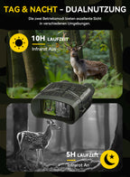 LynorHome N4 Nachtsichtgerät mit Tag- und Nacht-Dual-Use-Funktion, zeigt Hirsch im Wald und Infrarotmodus
