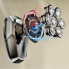 Onevik Glatzen Rasierer mit elektronischen Komponenten vor beigem Hintergrund