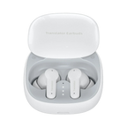 Weiße Onevik Übersetzer Kopfhörer in einer Ladehülle auf weißem Hintergrund