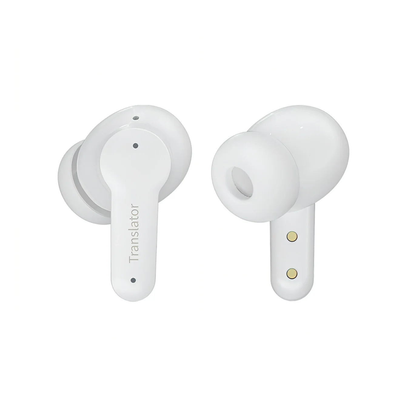 Weiße Onevik Übersetzer Kopfhörer mit „Translator“-Branding auf weißem Hintergrund