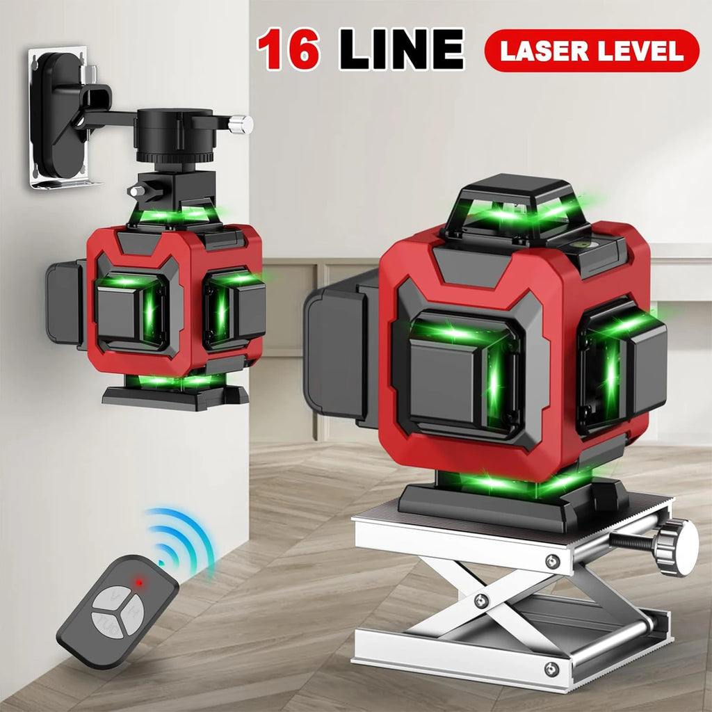Rot-schwarzer LynorHomem Kreuzlinienlaser mit Fernbedienung auf Holzboden