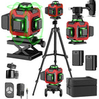 Satz von LynorHome Kreuzlinienlaser-Geräten mit Zubehör auf weißem Hintergrund