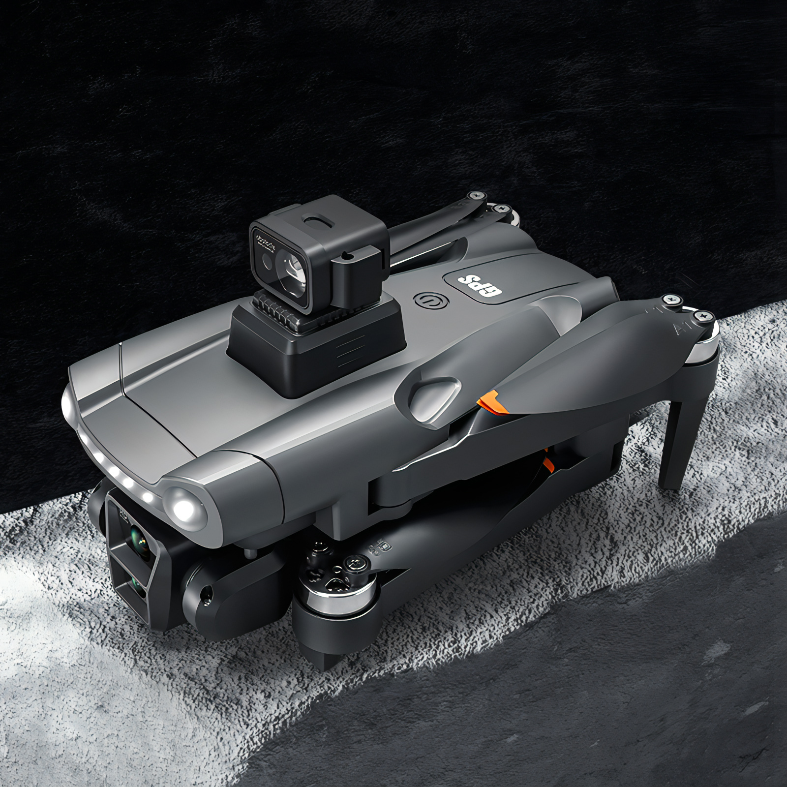 Skyrovas Air+ Drohne mit Kamera auf strukturierter Oberfläche