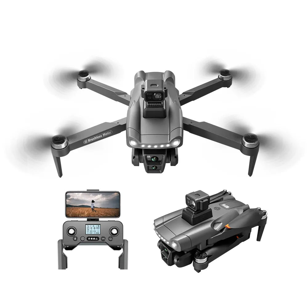 Skyrovas Air+ mit Fernbedienung und zusammengefalteter Drohne auf weißem Hintergrund