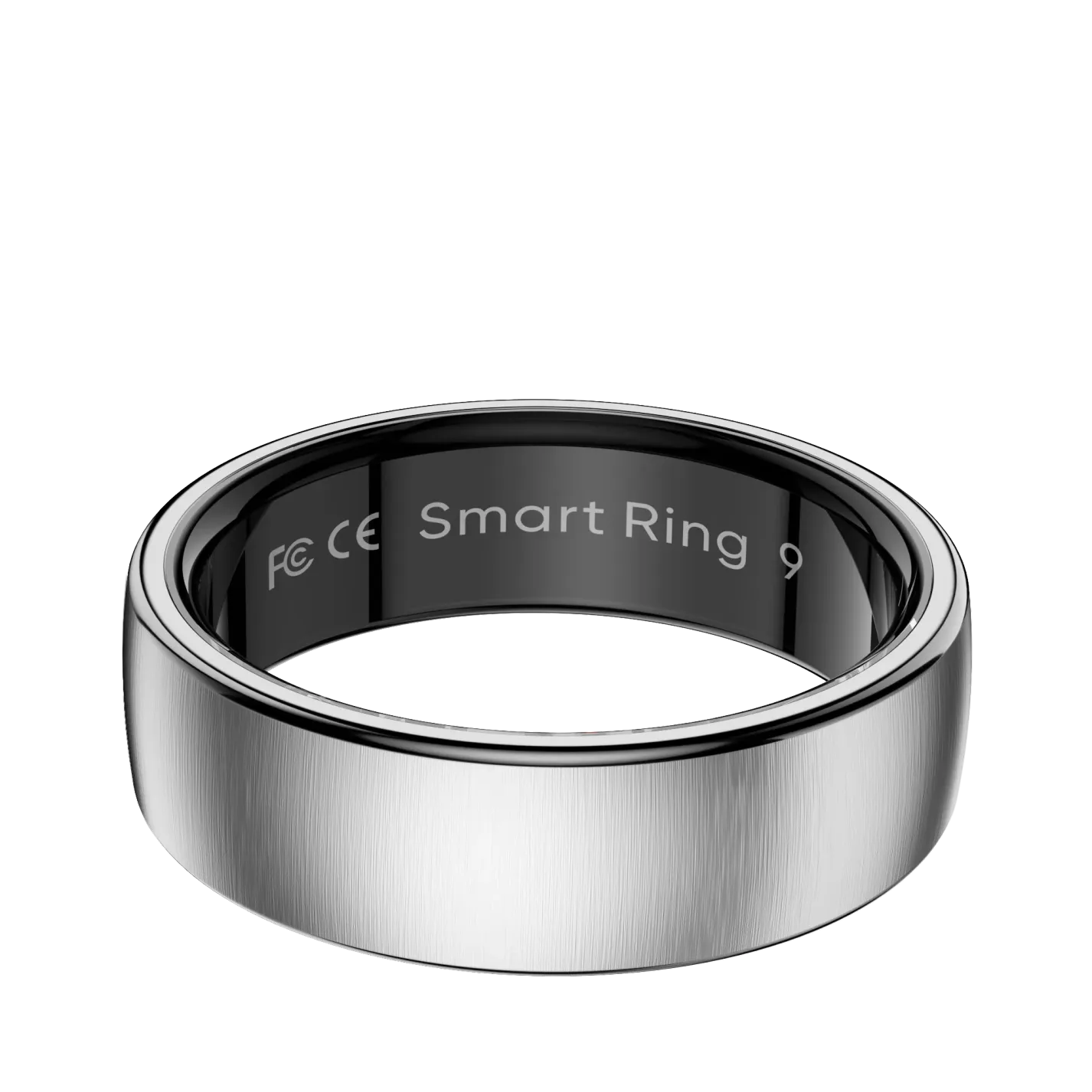 Smart SofiRing S10 mit Metallband und schwarzem Innenring auf weißem Hintergrund