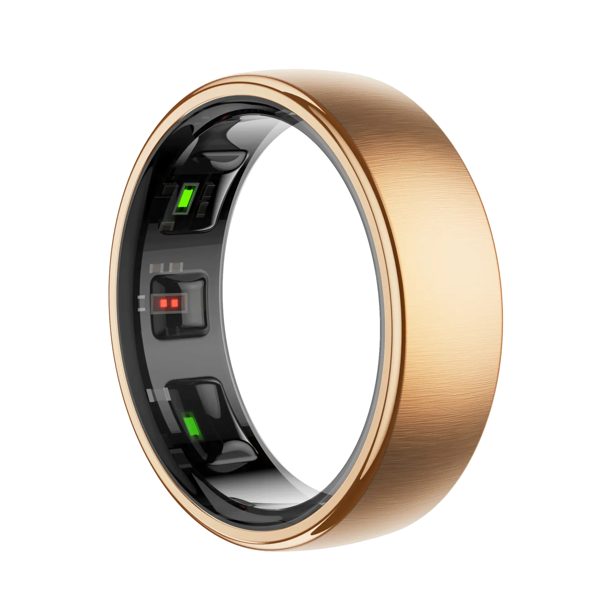 Goldener SofiRing S10 mit elektronischen Komponenten auf weißem Hintergrund