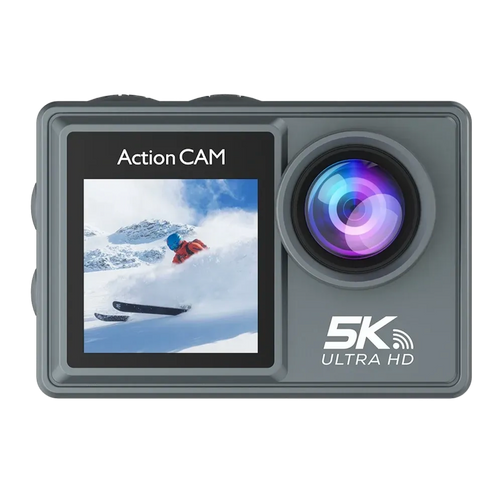 Swevix Action Kamera mit 5K Ultra HD Display auf weißem Hintergrund