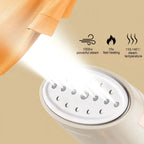 Nahaufnahme eines Swevix Dampfglätter-Generators mit Dampf- und Hitzesymbolen sowie technischen Angaben
