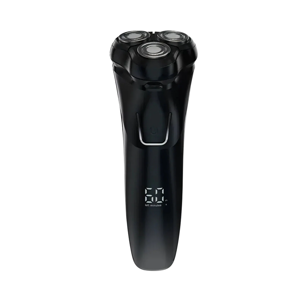 Schwarzer Swevix Elektrorasierer auf weißem Hintergrund