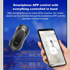 Swevix Fensterputzroboter mit Smartphone-App-Steuerung vor malerischem Hintergrund
