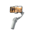 Swevix Gimbal-Stabilisator mit angebrachtem Smartphone auf weißem Hintergrund