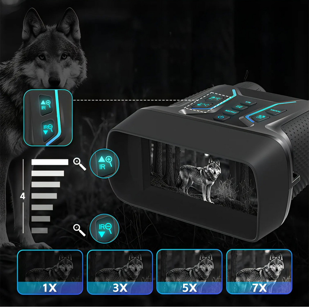 Swevix Nachtsichtgerät Mit 7 Stufen für Infrarotlicht, um die Helligkeit flexibel einzustellen und klarere Nachtbeobachtung zu ermöglichen.