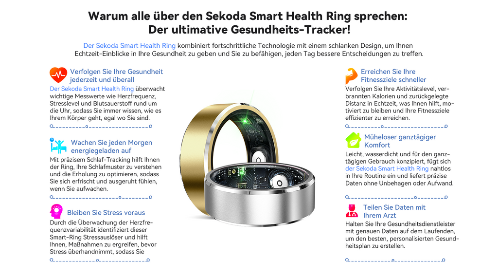 Werbung für Onevik Smart Ring mit Text und Ringgrafik auf weißem Hintergrund