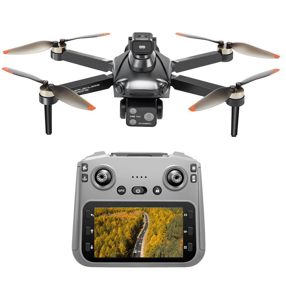 Zimo Air S7 Drohne mit Propellern und Fernbedienung auf weißem Hintergrund