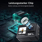 ZinoxCam Action Kamera mit leistungsstarkem Chip vor dunklem Hintergrund