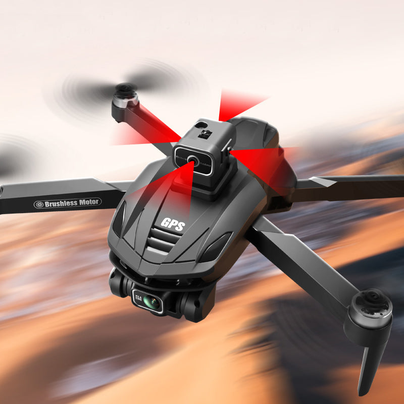 Caracen V168 Pro Max Drohne mit GPS-Funktion im Flug vor unscharfem Hintergrund