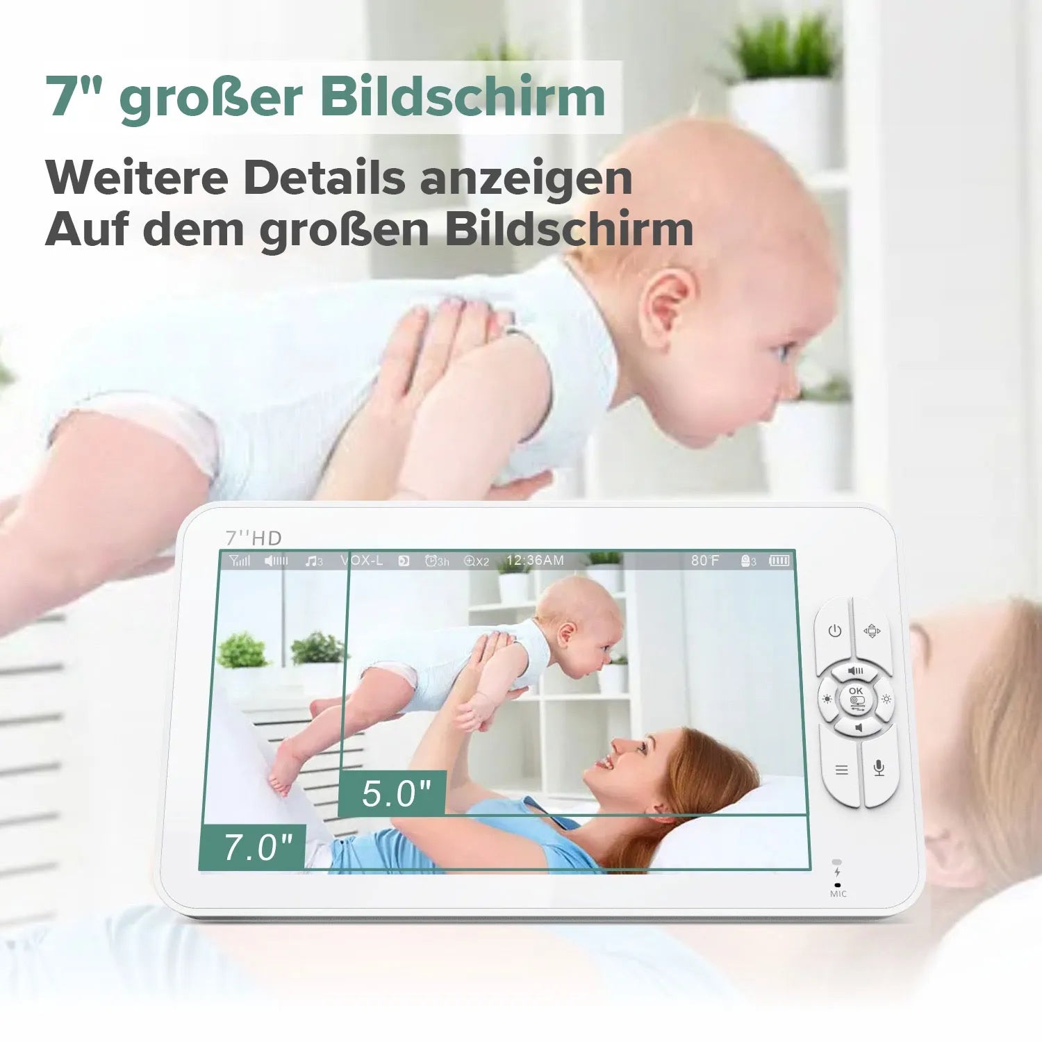 LynorHome Babyphone mit Kamera – Nachtsicht, Temperatursensor, Zwei-Wege-Audio und tragbares kabelloses Design
