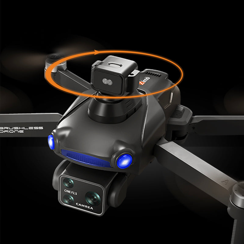 Nahaufnahme der Kamera- und Gimbal-Einheit der Zimo Air S7 Drohne vor schwarzem Hintergrund